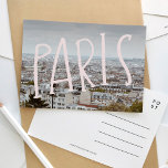 The View of Paris Hand Lettered Postcard<br><div class="desc">The perfect keepsake to remember your trip to Paris with this beautiful postcard featuring hand lettering. This photo was taken in Paris,  France standing on the steps of Sacré-Coeur.</div>