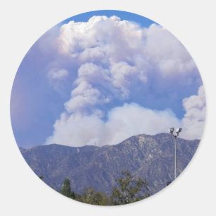 The View of the Hills & Smoke Clouds_ Classic Round Sticker