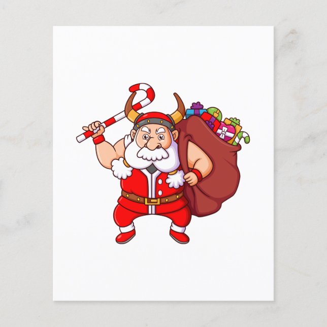 the viking santa claus is holding the candy cane a (Front)