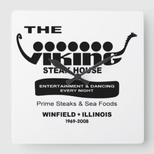 The Viking Steak House, Winfield, IL (1969-2008) Square Wall Clock