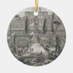 The Villa d'Este at Tivoli (engraving) Ceramic Ornament