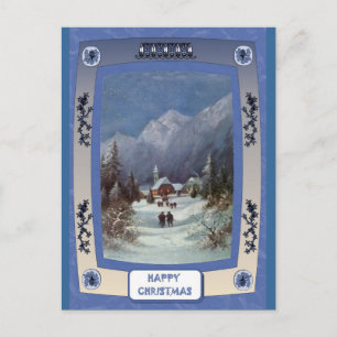 The village church holiday postcard