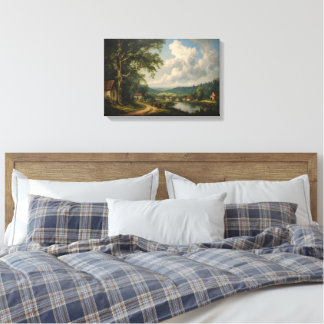 The Village Oak — English Countryside with Figures Canvas Print