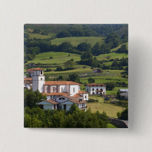 The village of Amaiur in the Baztan Valley of 2 Inch Square Button