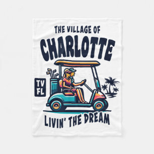 The Village Of Charlotte Golf Cart Design  Fleece Blanket