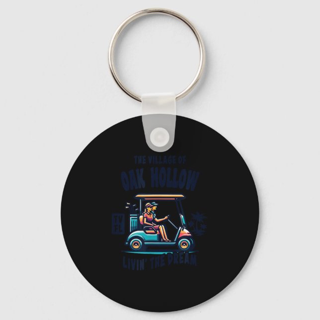 The Village Of Oak Hollow Golf Cart Design  Keychain (Front)