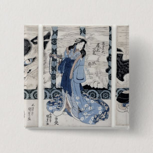 The village of Yatsuhashi at Okasaki 2 Inch Square Button