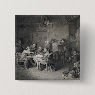 The Village Politicians, engraved by Abraham Raimb 2 Inch Square Button