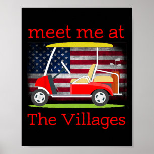The Villages Florida Retirement American Flag  Poster