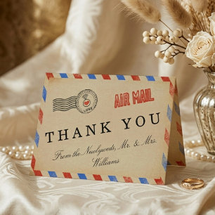 The Vintage Airmail Wedding Collection Thank You Card