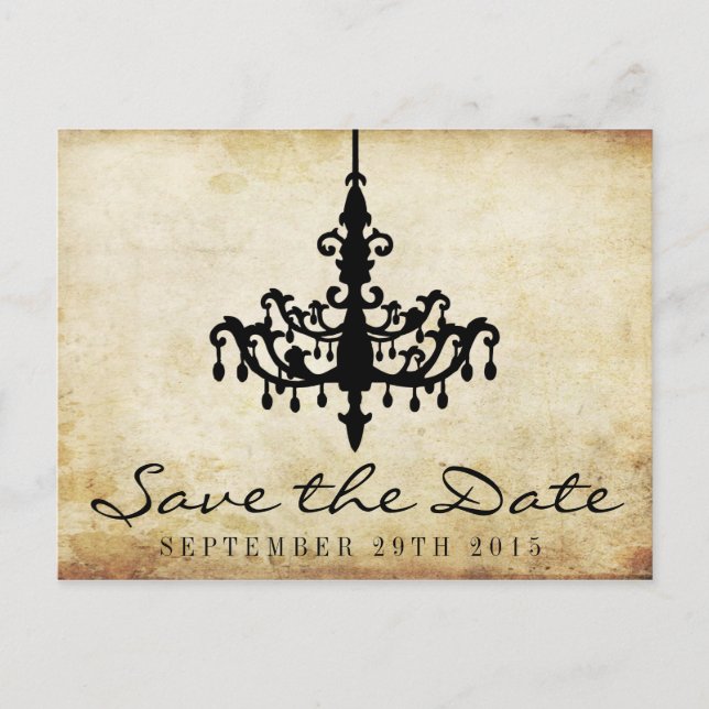 The Vintage Chandelier Wedding Collection Announcement Postcard (Front)