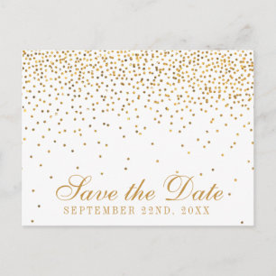 The Vintage Glam Gold Confetti Wedding Collection Announcement Postcard