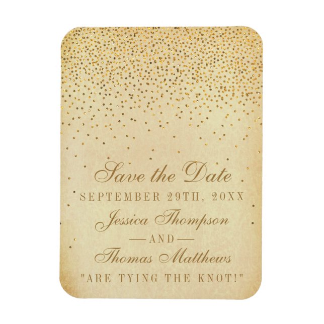 The Vintage Glam Gold Confetti Wedding Collection Magnet (Vertical)