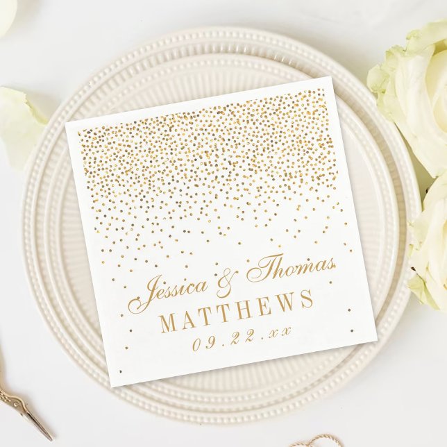 The Vintage Glam Gold Confetti Wedding Collection Napkin (Creator Uploaded)