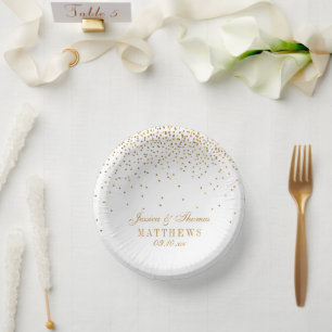 The Vintage Glam Gold Confetti Wedding Collection Paper Plate