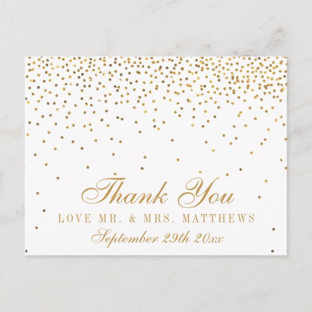 The Vintage Glam Gold Confetti Wedding Collection Postcard (Front)