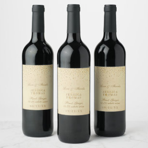 The Vintage Glam Gold Confetti Wedding Collection Wine Label