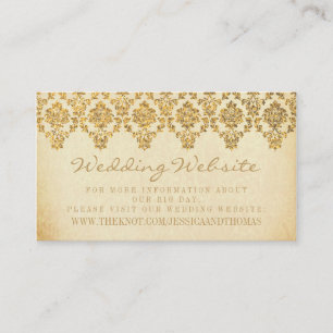 The Vintage Glam Gold Damask Wedding Collection Enclosure Card