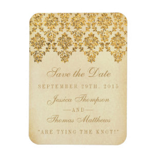 The Vintage Glam Gold Damask Wedding Collection Magnet