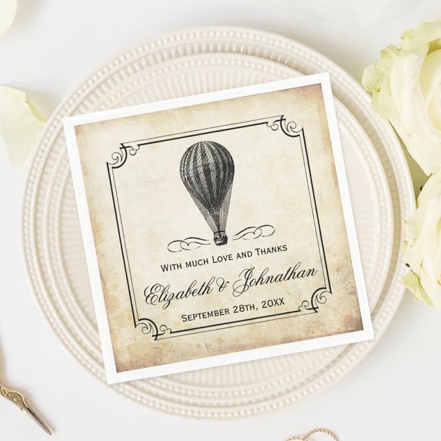 The Vintage Hot Air Balloon Wedding Collection Napkin (Creator Uploaded)