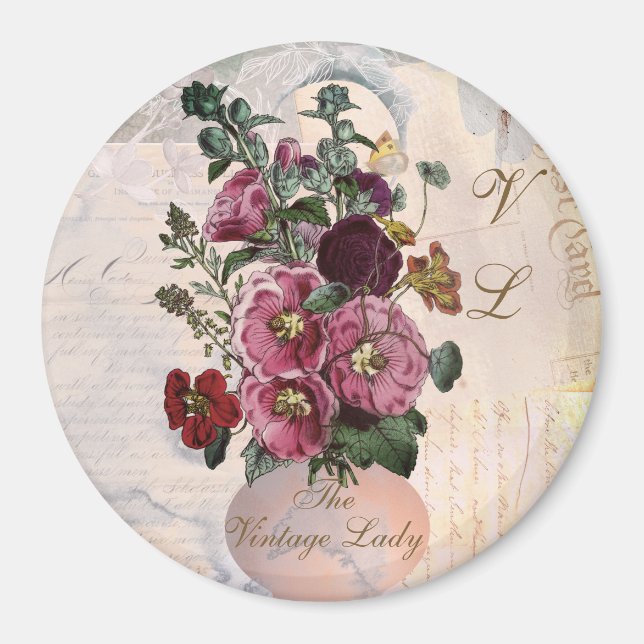 The Vintage Lady Vase + Monogram Magnet (Front)