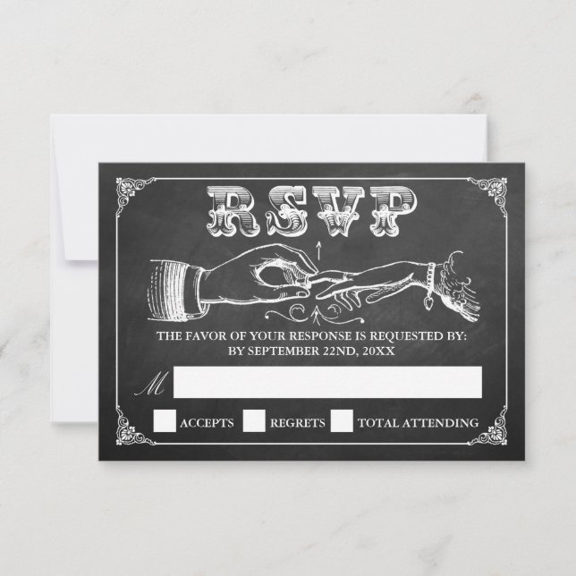 The Vintage Marriage Chalkboard Wedding Collection RSVP Card (Front)