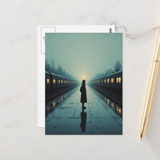 The Vintage Train Station Postcard (Front/Back In Situ)