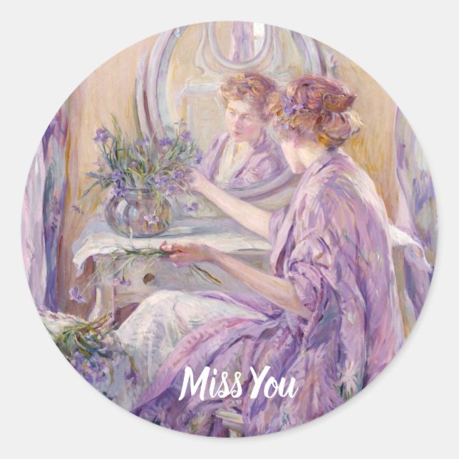 The Violet Kimono, Miss You Classic Round Sticker (Front)