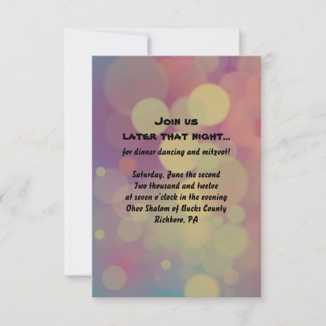 THE VIOLINIST Bat Mitzvah Reception Party Card (Front)