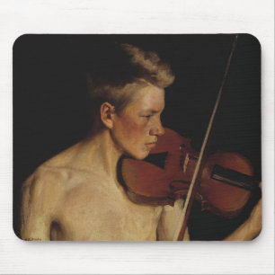 The Violinist (Male Musician) (by Pekka Halonen) Mouse Pad