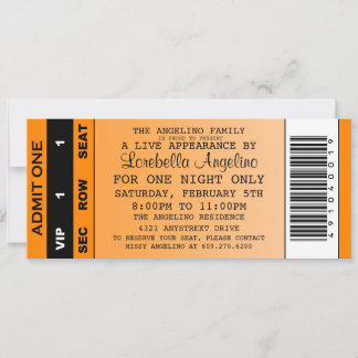 The VIP Ticket Birthday Invitation (Orange)