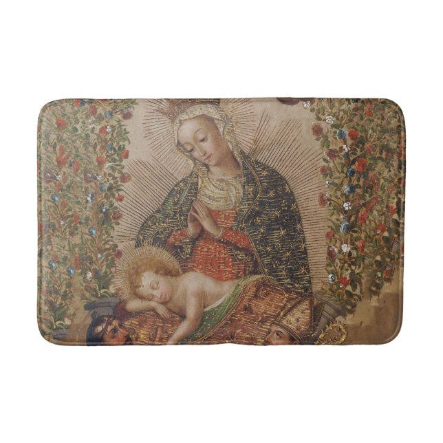 The Virgin Adoring the Christ Child Christmas Bath Mat (Front)