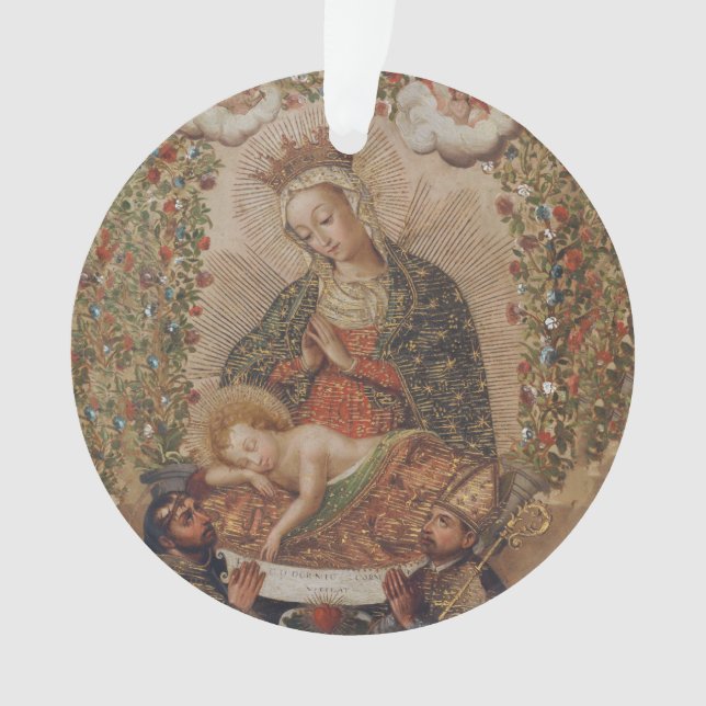 The Virgin Adoring the Christ Child Christmas Ornament (Front)
