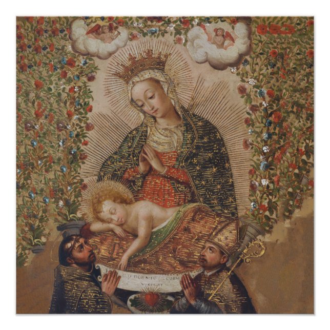 The Virgin Adoring the Christ Child Christmas Poster (Front)