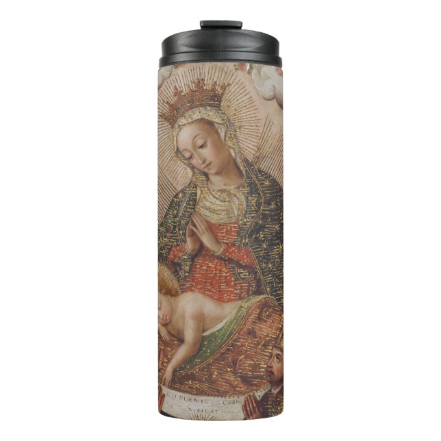 The Virgin Adoring the Christ Child Christmas Thermal Tumbler (Front)