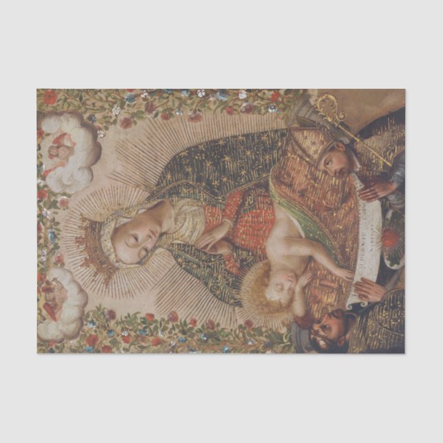 The Virgin Adoring the Christ Child Christmas Tissue Paper (Front)