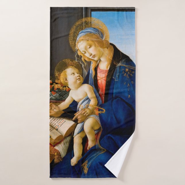 The Virgin and Child, Sandro Botticelli Bath Towel (Bath Towel)