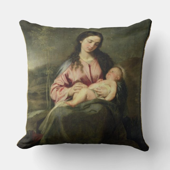 The Virgin and Child Throw Pillow (Front)