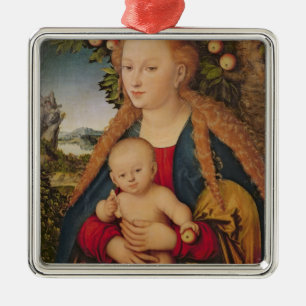 The Virgin and Child under an Apple Tree Metal Ornament