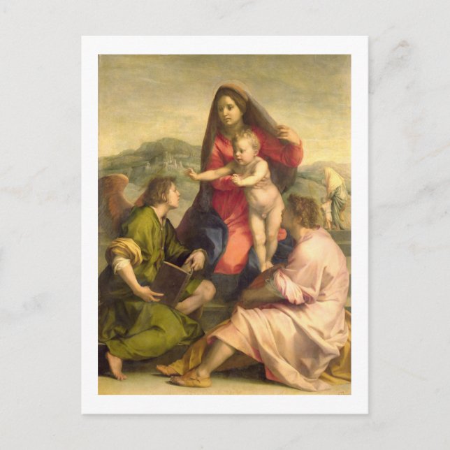 The Virgin and Child with a Saint and an Angel, c. Postcard (Front)