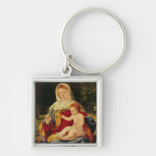 The Virgin and Child with a shoot of Olive Keychain