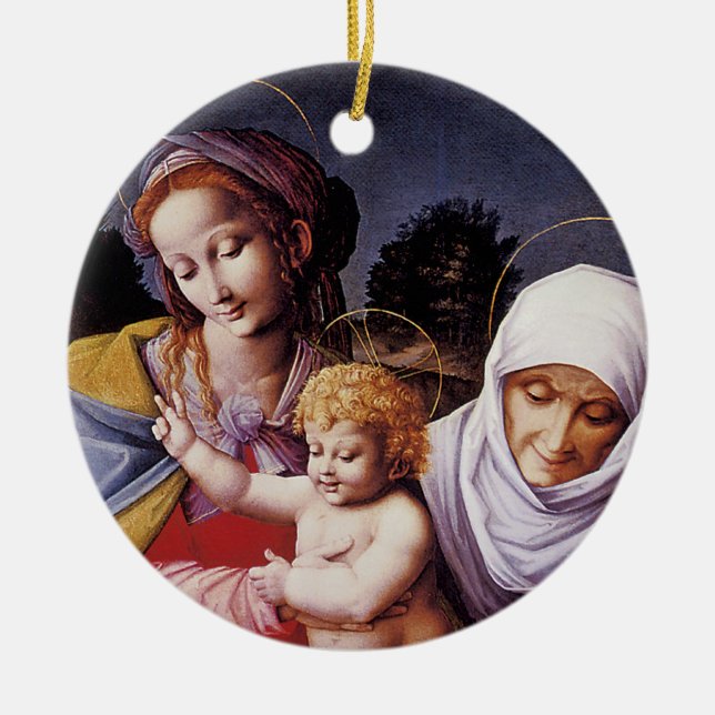 The Virgin and Child with Saint Elizabeth Ceramic Ornament (Front)