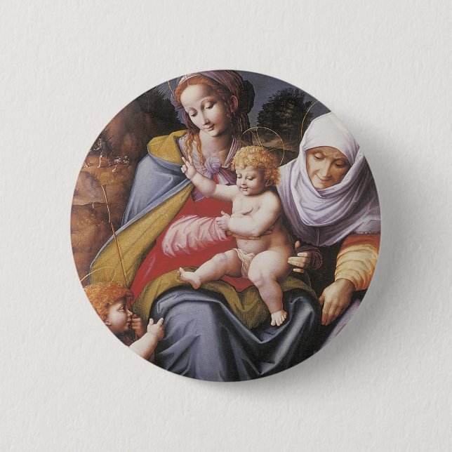 The Virgin and Child with St Elizabeth 2 Inch Round Button (Front)