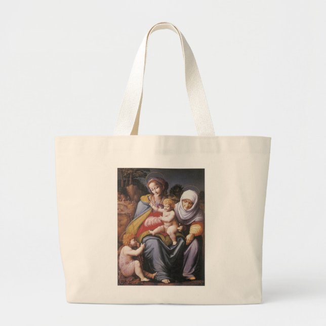 The Virgin and Child with St Elizabeth Large Tote Bag (Front)