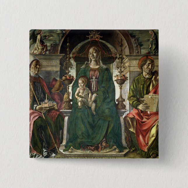 The Virgin and Saints, 1474 2 Inch Square Button (Front)