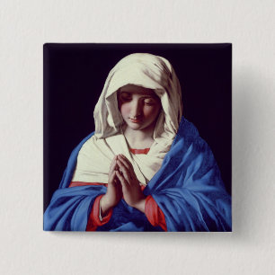 The Virgin in Prayer, 1640-50 (oil on canvas) 2 Inch Square Button