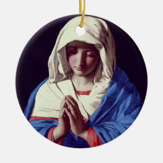 The Virgin in Prayer, 1640-50 (oil on canvas) Ceramic Ornament (Front)