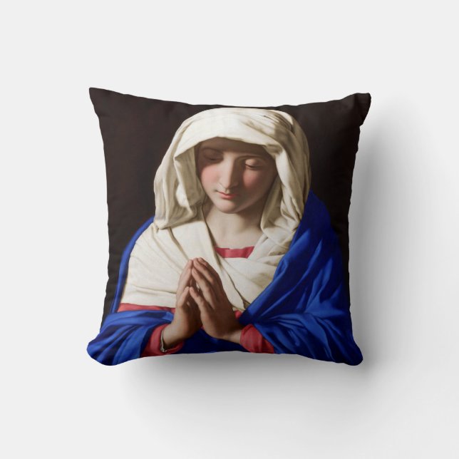 The Virgin in Prayer, Sassoferrato Throw Pillow (Front)