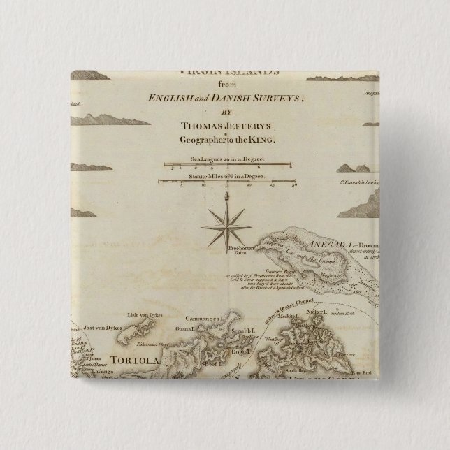 The Virgin Islands 2 Inch Square Button (Front)