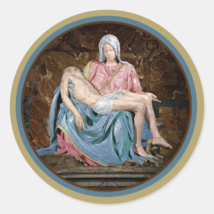The Virgin Mary and Christ Pietà by Michelangelo Classic Round Sticker